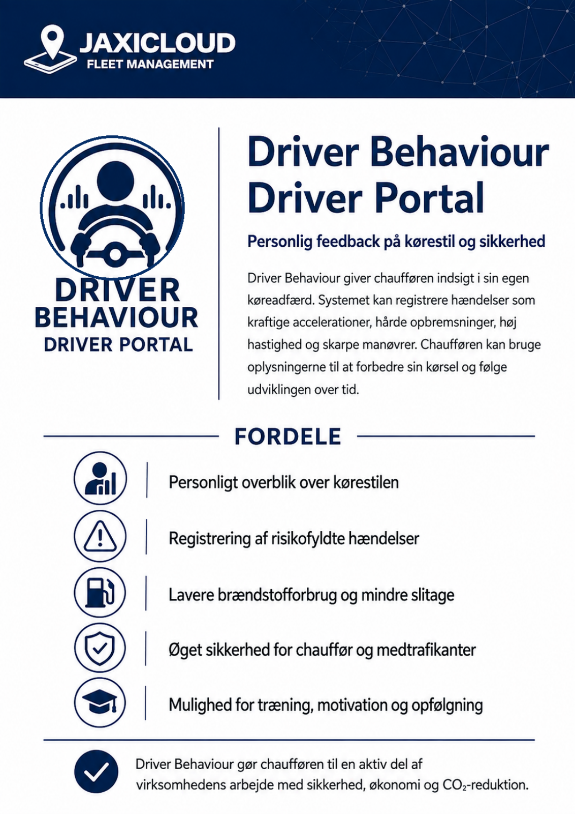 Driver Behaviour og fordelene – manualens side 1