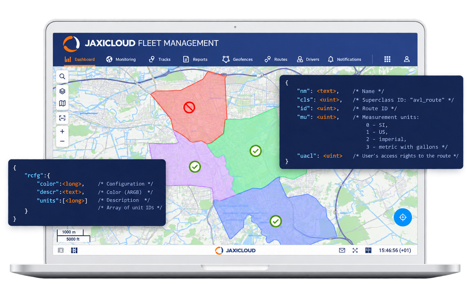 JAXICLOUD FLEET MANAGEMENT med kort og API-integration