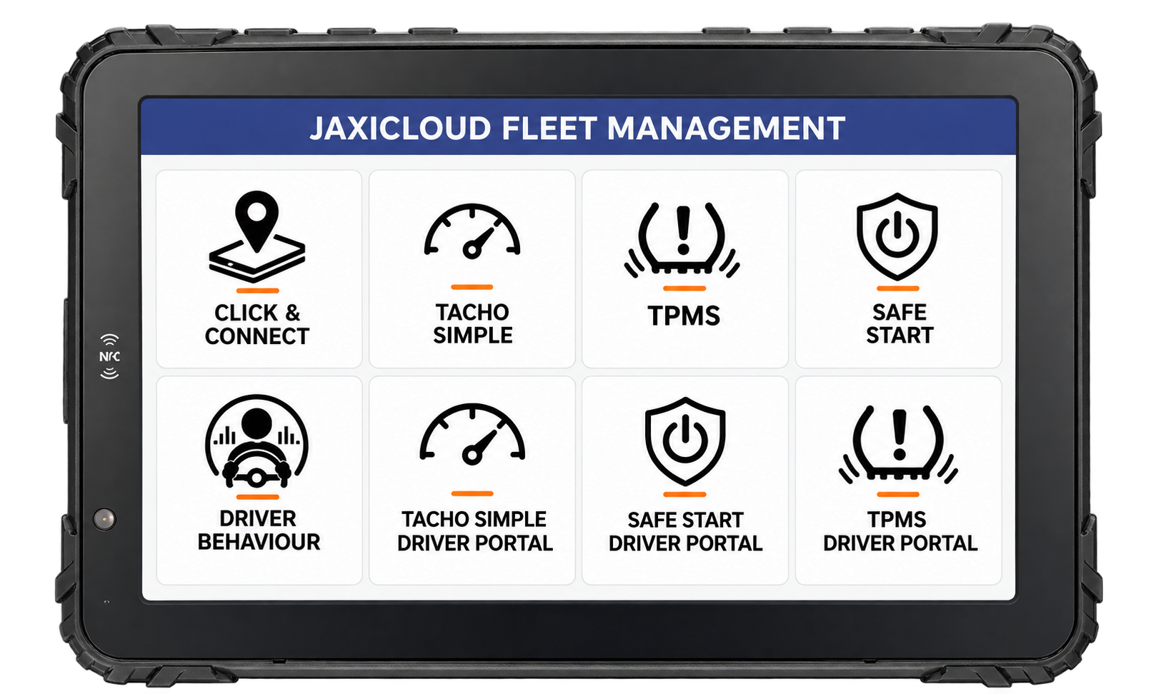 Tablet med JAXICLOUD-apps